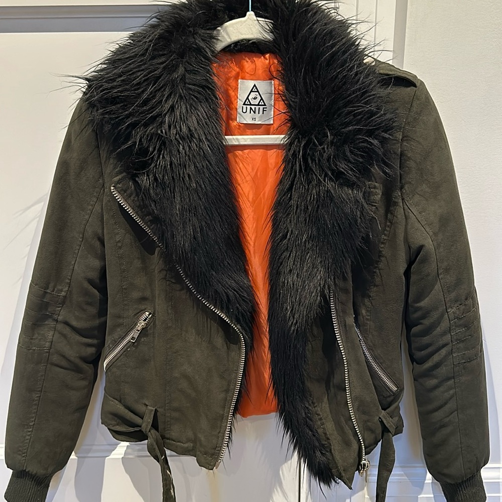 UNIF Amelia Fur Bomber Jacket XS rare